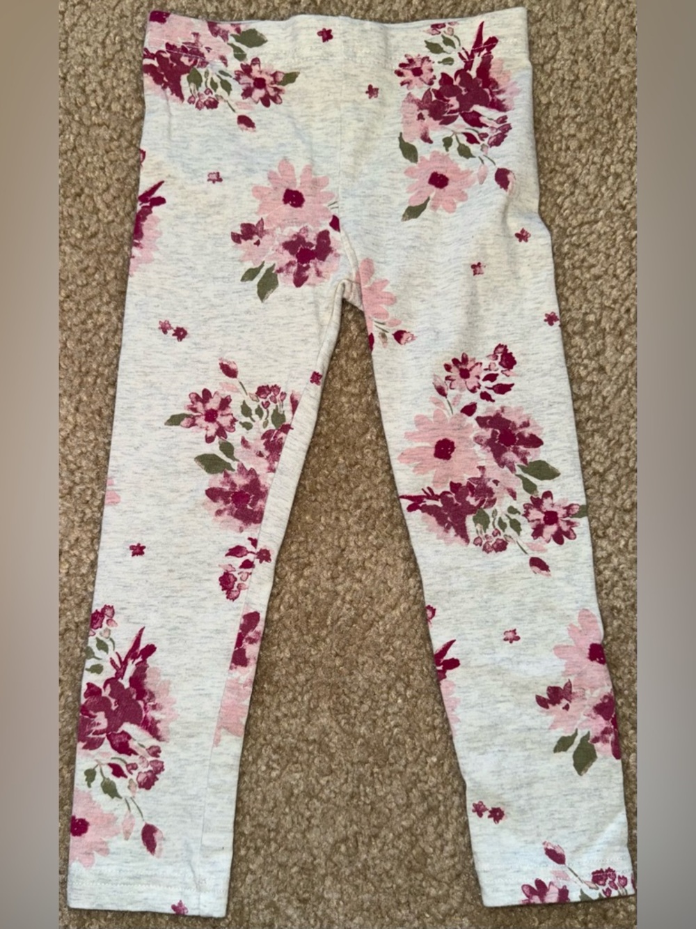 Girls Floral Stretch Leggings - Pink Floral